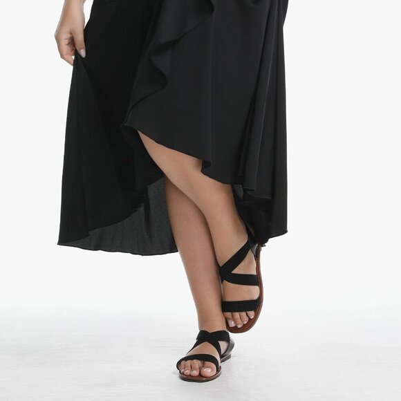 Wide Width Flat Sandals Women Open Toe Dressy Comfortable Work Footwear - Picture 4 of 6